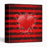 Gothic punk emo red heart with black stripes binder