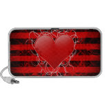 Gothic punk emo red heart with black stripes travelling speakers