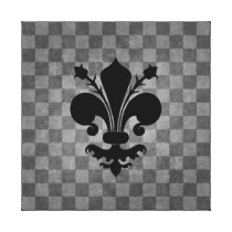 Gothic punk gray checkerboard black fleur de lis canvas prints