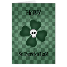 Gothic punk St. Patrick's Day shamrock and skull Greeting Card