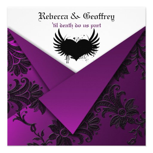 Gothic Purple, Black, White Wedding Invitation
