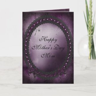 Gothic Purple Bows & Black Lace Mother's Day Card zazzle_card