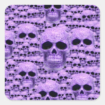 Gothic Purple Skulls Square Stickers