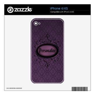 Gothic Purple Vintage Personalized iPhone 4 Skin musicskins_skin