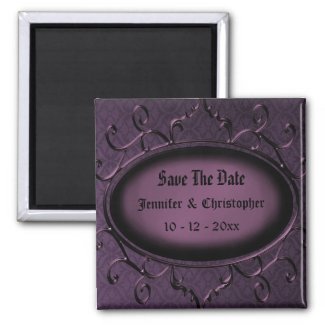 Gothic Purple Vintage Save The Date Wedding zazzle_magnet