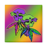 Gothic Rainbow Dead Head Skull & Cross Bones Magnets