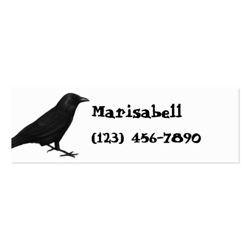 Gothic Raven Skinny Profile Card Business Card Template (front side)