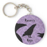 Gothic ravens black and purple add your name key chains