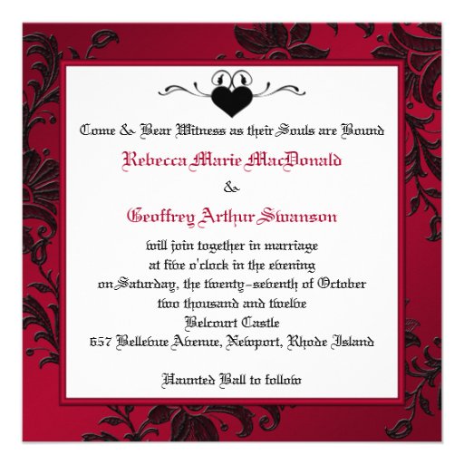 Gothic Red and Black Wedding Invitation