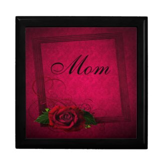 Gothic Red Rose & Purple Damask Mom Jewelry Box zazzle_giftbox