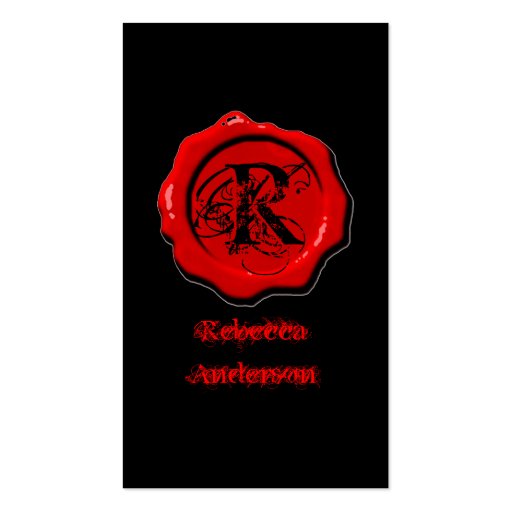 Gothic Red Wax Seal Tattoo Boutique Business Cards (front side)