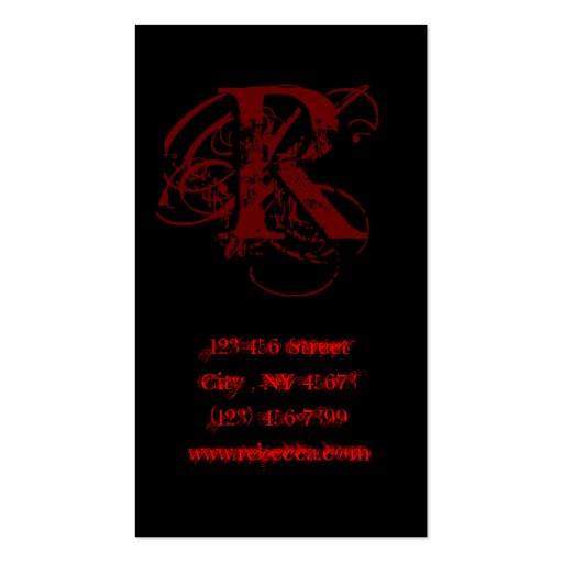 Gothic Red Wax Seal Tattoo Boutique Business Cards (back side)
