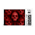 Gothic red wicked vampire skulls postage stamps