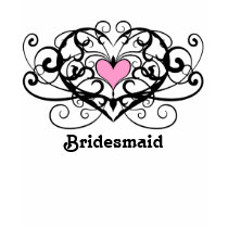 Gothic romance swirls and hearts bridesmaid tshirt