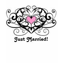 Gothic romance swirls and hearts just married tees
