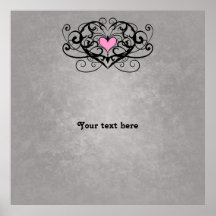 Gothic romance swirls and hearts wedding poster