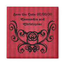 Gothic romance victorian red black save the date fridge magnet