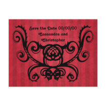 Gothic romance victorian red black save the date post cards