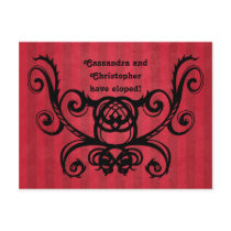 Gothic romance victorian red black we've eloped postcard