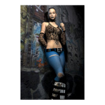 Gothic Rose (Blue) posters