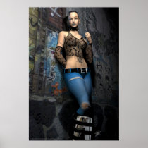Gothic Rose (Blue) Posters