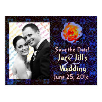 Gothic Rose Damask Save the Date postcard postcards