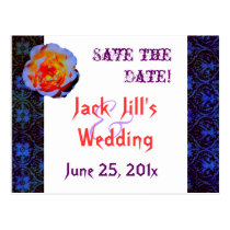 Gothic Rose Damask Save the Date postcards