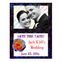 Gothic Rose Damask Save the Date postcards