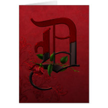 Gothic Rose Monogram D Cards