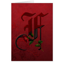 Gothic Rose Monogram F Greeting Card