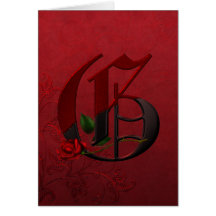 Gothic Rose Monogram G Greeting Card