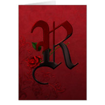 Gothic Rose Monogram R Greeting Card