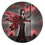 Gothic Ruby Fantasy Fairy Art Clock