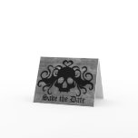 Gothic save the date fanged vampire skull card