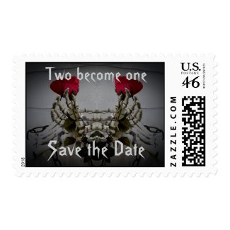 Gothic skeletal illusion Save the Date stamp
