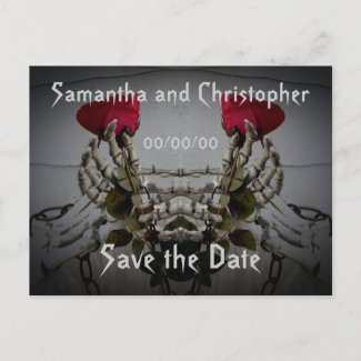 Gothic skeletal illusion Save the Date Postcards