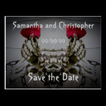 Gothic skeletal illusion Save the Date postcards