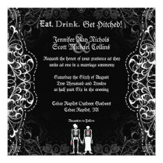 Gothic Skeleton Bride and Groom Invitations