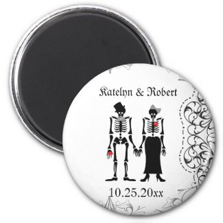 Gothic Skeleton Bride & Groom Save the Date Magnet zazzle_magnet
