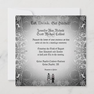 Gothic Skeleton Bride & Groom Wedding Invitations zazzle_invitation