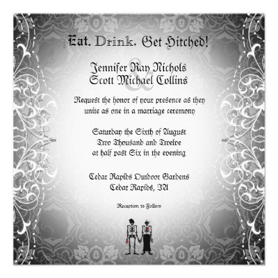 Gothic Skeleton Bride & Groom Wedding Invitations