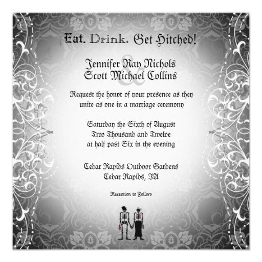 Gothic  Skeleton Bride & Groom Wedding Invitations (front side)