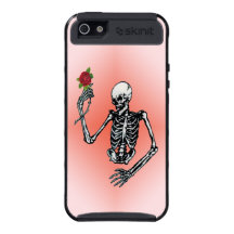 Gothic Skeleton Single Red Rose Cover For iPhone 5