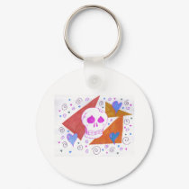 Gothic Skul pink orange keychains