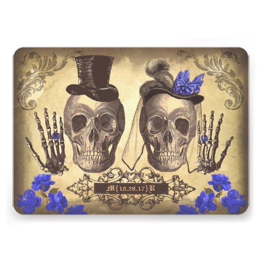 Gothic Skull Couple Day of The Dead Wedding Invite