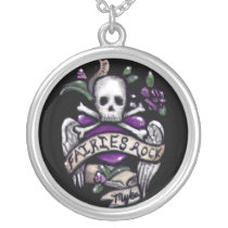 gothic, skull, fairies, rock, tattoo, cross, bones, heart, wings, fantasy, roses, art, myka, jelina, faeries, nymphs, sprites, Necklace with custom graphic design