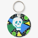 Gothic Skull Green Dot black 2 keychain