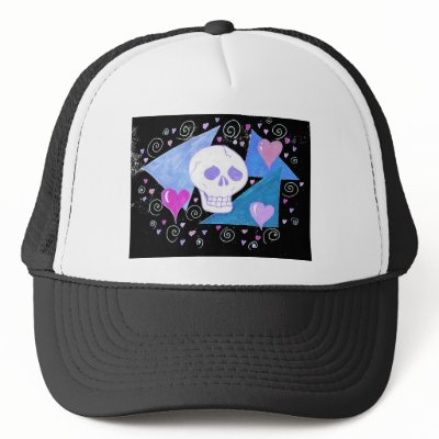 Gothic Skull & Hearts by Wendy C Allen Trucker Hats by eelkat