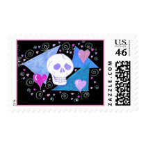 Gothic Skull & Hearts by Wendy C Allen postage by eelkat Gothic Skull & Hearts by Wendy C Allen postage