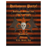 Gothic skull on orange fleur de lys Halloween flyers